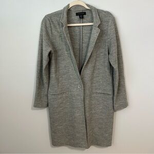 Tahari Women’s 100% Wool Gray Cardigan Button Front Collared Jacket Size Medium
